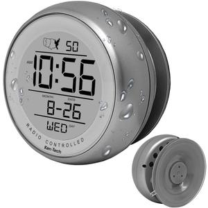 T-4660 Water Resistant Suction Cup Atomic Clock, Silver