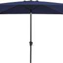 JEAREY 6.5x10ft Olefin Rectangular Patio Umbrella, Rectangle Outdoor Umbrellas with Auto Tilt Crank System, Market Table Umbrella UV Protection Fade-Resistant for Pool Deck Garden Yard, Navy