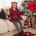 PATPAT Toddler Kids Girls 2Pcs Clothes Set Bowknot Design Ruffle Hem Long Sleeve Top and Floral Print Pant Outfits (2T, Wine Red)