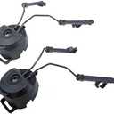 DLP Tactical Helmet ARC Rail Adaptor Set  Compatible with 3M Peltor ComTac Headsets  Fits Fast ACH MICH Crye AirFrame Helmets  Rotating Mount Earmuff Adapter Improves Comfort No Mods (Black)