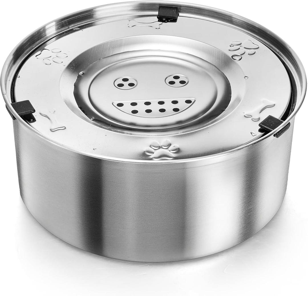 Coloch No Spill 3L Dog Water Bowl, 101oz Stainless Steel Dog Water Feeder No Drip Slow Pet Bowl with Floating Disk Large Capacity Pet Drinking Dispenser Vehicle Carried Travel Water Bowl for Dogs, Cat