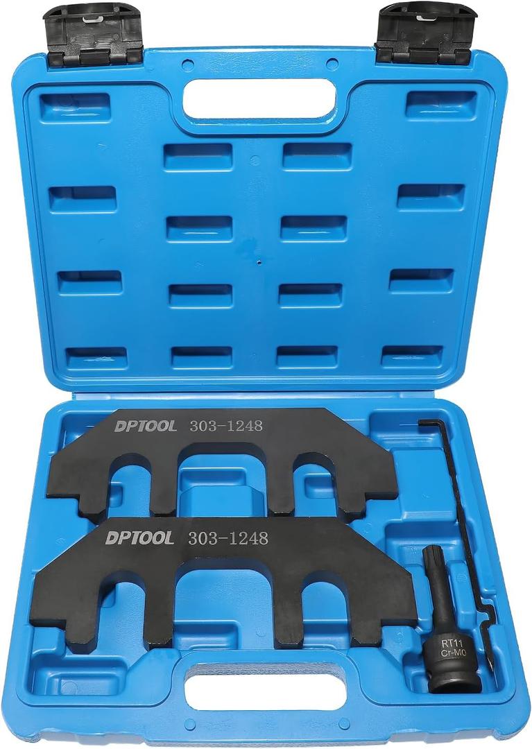 DPTOOL Camshaft Holding Tool Timing Alignment Holder Tool Kit Compatible with Ford Lincoln Mercury 3.5L 3.7L 4V Engines Replace 303-1248 303-1530 OTC 6682 with RT11 Removal Socket and Portable Case