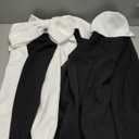 MakeMeChic Women's Off The Shoulder Bell Sleeve Mini Dress Bowknot Cocktail Party Bodycon Dresses (Large, Black and White)