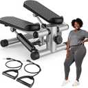 OLIXIS Steppers for Exercise at Home Workout Equipment, Mini Stepper Exercise Machine for Senior Citizens, Twist Stepper with Resistance Bands, Cardio Weight Loss Equipment Home Fitness (Grey)