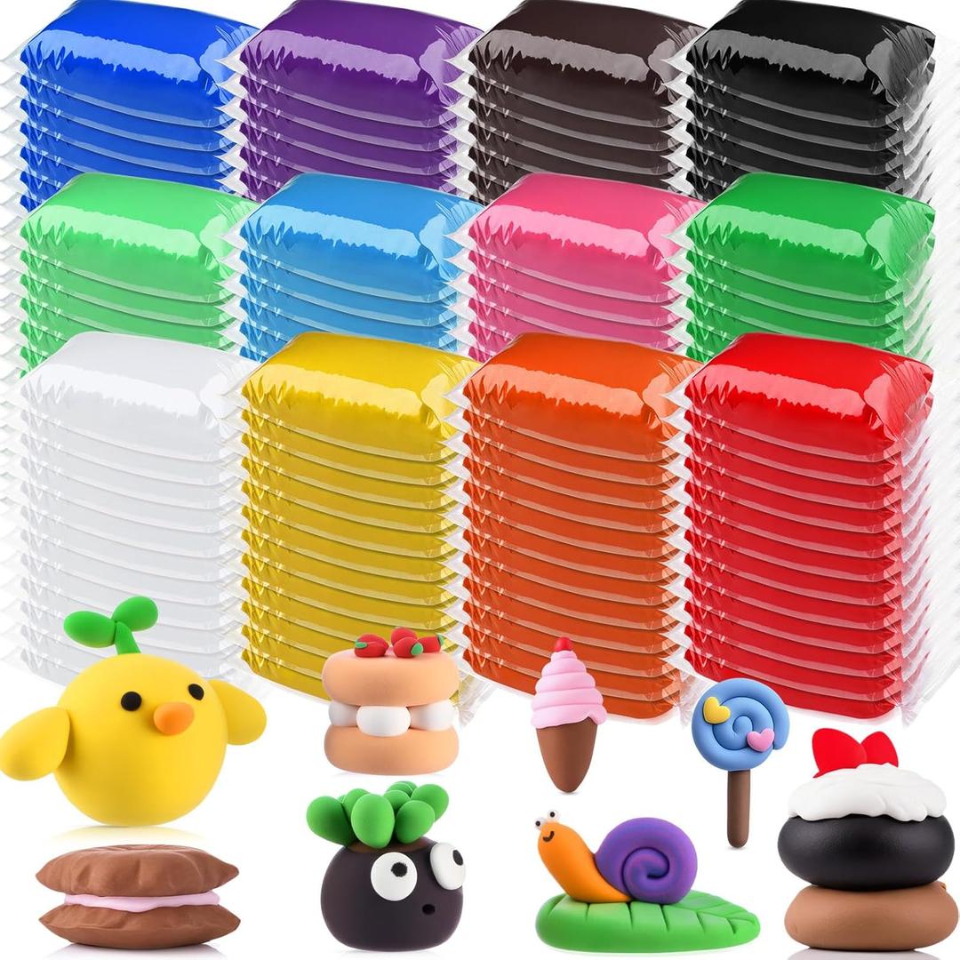 VioraWhite 72 Pcs 38oz Air Dry Clay Bulk Modeling Magic Ultra Lightweight Foam Modeling Clay for Kids Adults DIY Gifts Party Arts Crafts and School Project Supplies(Classic Color)