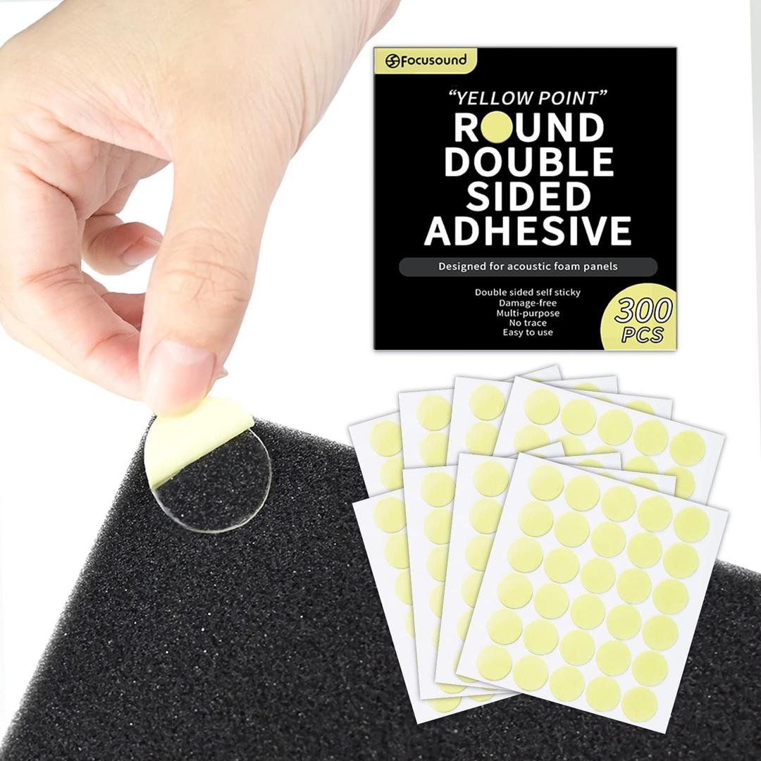 300 Pack Yellow Point Double-Sided Adhesive Dots for Acoustic Soundproofing Foam Panels