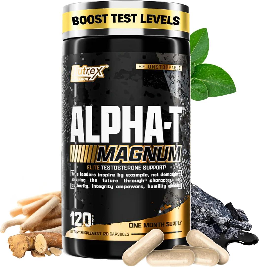 Nutrex Research Alpha-T Magnum Testosterone Support for Men | Anabolic Supplement with Tongkat Ali, Fadogia Agrestis, Shilajit and Ashwagandha | Muscle Builder for Strength, Growth & Hormone Balance