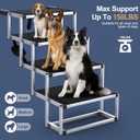 Dog Stairs for Car, Foldable Dog Ramp for Car with Non-Slip Surface, Portable Stairs Aluminum SUV, High Beds, Truck, Supports up to 150 lbs, 4 Steps