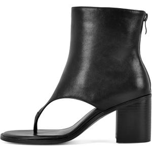 Women's Flip Flops Round Toe Sandal Boots Solid Color Back Zipper Block Heels 7.5