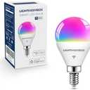 Lightinginside E12 Smart Light Bulbs 50W Equiv., G16.5 RGBCW Candelabra Chandelier Ceiling Fan Smart Bulb Works with Alexa/Google Home/Smart Life, 5W 550LM, 2.4G WiFi Bluetooth Bulb, ETL Listed, 1PC