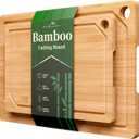 Kitsure Bamboo Cutting Board Set - Multi-Sizes Wooden Cutting Boards for Kitchen, Convenient Kitchen Essentials with Deep Juice Grooves, Cutting Board for Chopping & Serving, 2 Pack, Natural (Large + Medium)
