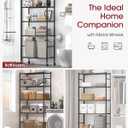 Sakugi Storage Shelves Organizer - 5 Tier Metal Shelf Organizer with Metal Wheels and Adjustable Leveling Feet, Heavy Duty Garage Shelving for Kitchen, Pantry and Closet, 33.1"x12.6"x73.5", Black