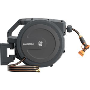 Giraffe Tools AW30 Wall Mounted 1/2" x 100 ft Garden Hose Reel, Retractable Water Hose Reel, Automatic Rewind & Lock at Any Length