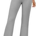DLOODA Womens Bootcut Dress Pants Business Casual Work Pants with Pockets High Waist Stretchy Trousers Pull On Office Slacks (Gray, L)