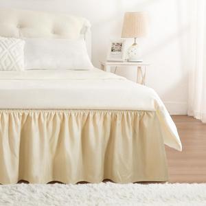 RIMELA Light Camel Bed Skirt King Size 15 Inch Drop, Elastic Bed Skirting for Bed Base and Frame, Bedding Dust Ruffle Easy to Install, Lightweight Wrap Around Adjustable Bedskirt