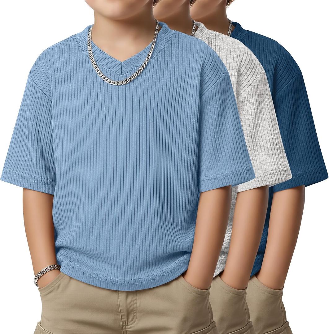 3 Pack Toddler Boys' Short Sleeve Tops, 3-Color, 2T