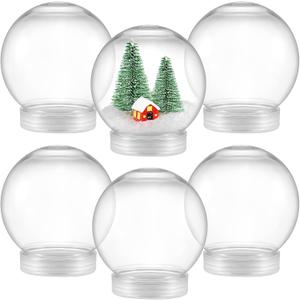 6 Pieces DIY Snow Globe Water Globe 3.6 Inch Clear PET Plastic with Screw Off Cap for DIY Crafts Christmas Decoration