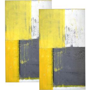 Hand Towels for Bathroom,Set of 2,Grey and Yellow Abstract Art Painting,Soft Absorbent Small Bath Towel Kitchen Dish Guest Towel Home Decor 15.7"x27.5"