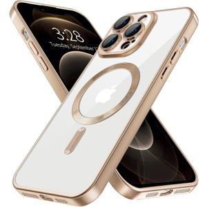 Hython Magnetic Clear for iPhone 12 Pro Case with Camera Lens Protector [Compatible with MagSafe] Luxury Plating Edge Slim Soft TPU Cover Protective Phone Case for iPhone 12 Pro, Matte Desert Brown