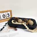 Wooden Dough Bowls DecorativeRustic Bread Long Bowls Decor Wood Tray, Hand Carved For Table Centerpiece Decor, Home Decor (10 * 6 * 2 inch Black)