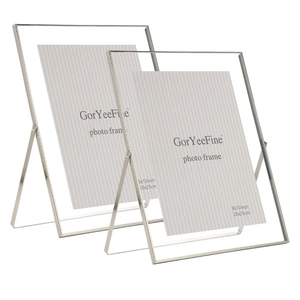 Silver 8x10'' Floating Frame Set of 2, For Photo Sizes ( 4x6'' 5x7'',6x8'' upto 8x10''), Metal Lace Edge Frames for Tabletop/Shelf Photo Frame, Classy Gift Choice for Wedding, Thanksgiving,