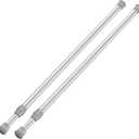 2 Pack Tension Curtain Rod 15.7-28 Inch, Small Short Adjustable Extendable Spring Loaded Rods for Windows Cabinet Blinds Closet Bedroom Kitchen Bathroom Door No Drilling, Silver