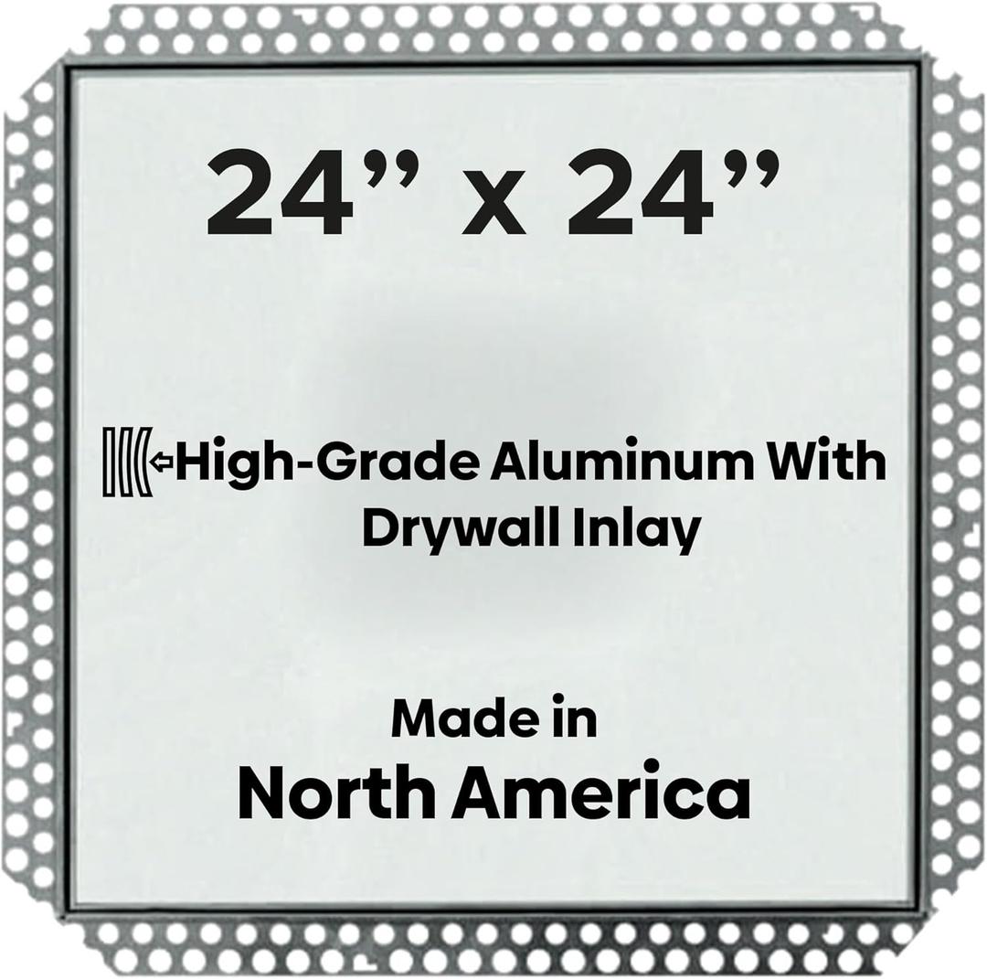 Best 24 x 24 Flush Access Panel for Drywall High-Grade Aluminum Frame with 5/8 Drywall Inlay, Mud-in Flange, Welded Frame, Removable Hatch & Touch Latches for Non-Rated Walls, BA-IVHDF