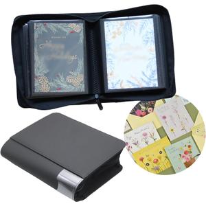 Greeting Card Binder, Greeting Card Organizer Compatible Storage and Display; 5x7 inch Birthday, Wedding,Christmas Card,Index Cards,Postcards Invitation (Black)