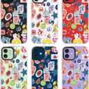 for iPhone 12 Case, Coastal Fruit Collage Pattern with Lucky Charms, Military-Grade Drop Protection, Boho Y2K Soft Slim TPU Protective & Camera Protection for Women Girls (BuleArtCut)