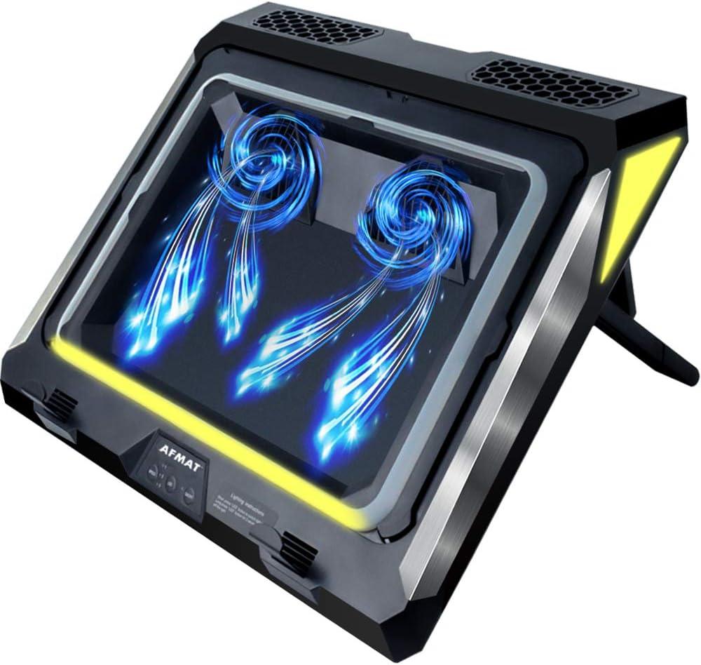 Gaming Laptop Cooling Pad, 4500RPM Laptop Cooling Pad with Turbo-Fans, USB Ports, Colorful Lights - CPU Temperature Drops 20-30  Within Seconds - for 14-17.3 inch Laptops