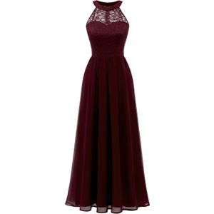 Wedtrend Women's Formal Dress, Halter Long Prom Dress Floral Lace Bridesmaid Dresses L