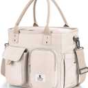 Hafmall Insulated Lunch Bag for Adults,Big lunch box for men, Wide Opening Insulated Bag with Shoulder Strap, Reusable Adult Lunch Bag For Work, Picnic(Beige)