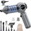 Handheld Car Vacuum Portable Cordless 25000Pa High Power Small Mini Hand Vacuum Cleaner Rechargeable 4-in-1 Compressed Air Duster Blower Pump Wireless Handheld Vac for Car Office Desktop Home Cleaning (Silver)