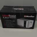 Mueller UltraToast Full Stainless Steel Toaster 4 Slice, Long Extra-Wide Slots for Bagels and Waffles, 6 Browning Levels, LED Display, Cancel/Defrost/Reheat Functions & Removable Tray, Kitchen Gadgets