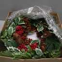 20 Inch Christmas Wreath for Front Door, Artificial Christmas Door Wreath with Pine Needle Holly Pine Cone Red Berry, Winter Snowy Xmas Wreath for Indoor Outdoor Wall Farmhouse Home Dcor