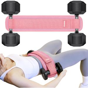 Hip Thrust Belt, Balency Hip Thrust Belt for Dumbbells Heavy, Booty Belt for Hip Thrust, Slip-Resistant Padding Hip Thrust Belt for Gym or Home Workouts, Hip Thrust Band for Dumbbell Kettlebell Plate (Pink)