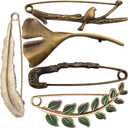 5pcs 5 Styles Extra Large Safety Pins Vintage Alloy Brooches Safety Pins Heavy Duty Quality Lapel Pins for Scarf Blankets Skirts Kilts Knitted Fabric Crafts