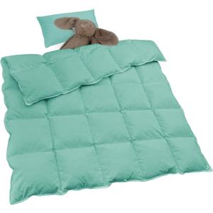 zzlamb Warm Baby Quilt Crib Comforter Small Duvet Insert, Toddler Down Comforter Kids Crib Down Throw Blanket, Lightweight Soft Brushed Noiseless Shell Down Proof Machine Washable, Aqua 41x48in