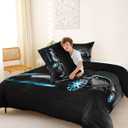 Feelyou Sports Car Comforter Stylish Black Race Car Comforter Set for Kids Boys Girls Extreme Sports Theme Bedding Set Cool Speed Luxury Decor Duvet Quilt with 2 Pillowcases 3Pcs Bedding Queen