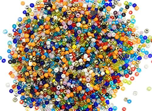 Perlin Glass Seed Beads 3mm Kit 3300 Pcs Assorted Mixed Colors 8/0 Small Round Pony Loose Spacer Craft Beads for Jewelry Making Earrings Bracelets Pendants Waist DIY Handmade