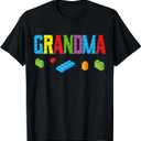 Grandma Master Builder Building Bricks Blocks Family Set T-Shirt (Gray) Medium 