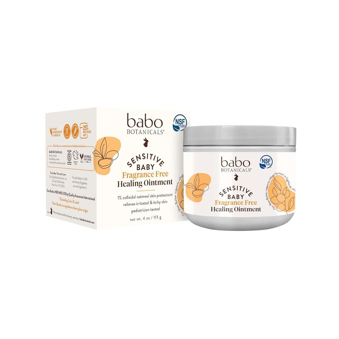 BABO Botanicals Sensitive Baby Fragrance-Free All Natural Healing Ointment - 99% Organic & 1% Colloidal Oat - Steroid-Free - NSF Certified - for Eczema, Irritated/Itchy Skin - Face, Body, Diaper Area