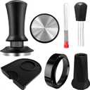 Espresso Tamper, Coffee Tamper with Espresso Distribution Tool, Espresso Tamper Mat, Espresso Dosing Funnel, Espresso Accessories, Wdt Tool Espresso, 51mm Espresso Tamper for Espresso Coffee Machine (51 mm, Black3)