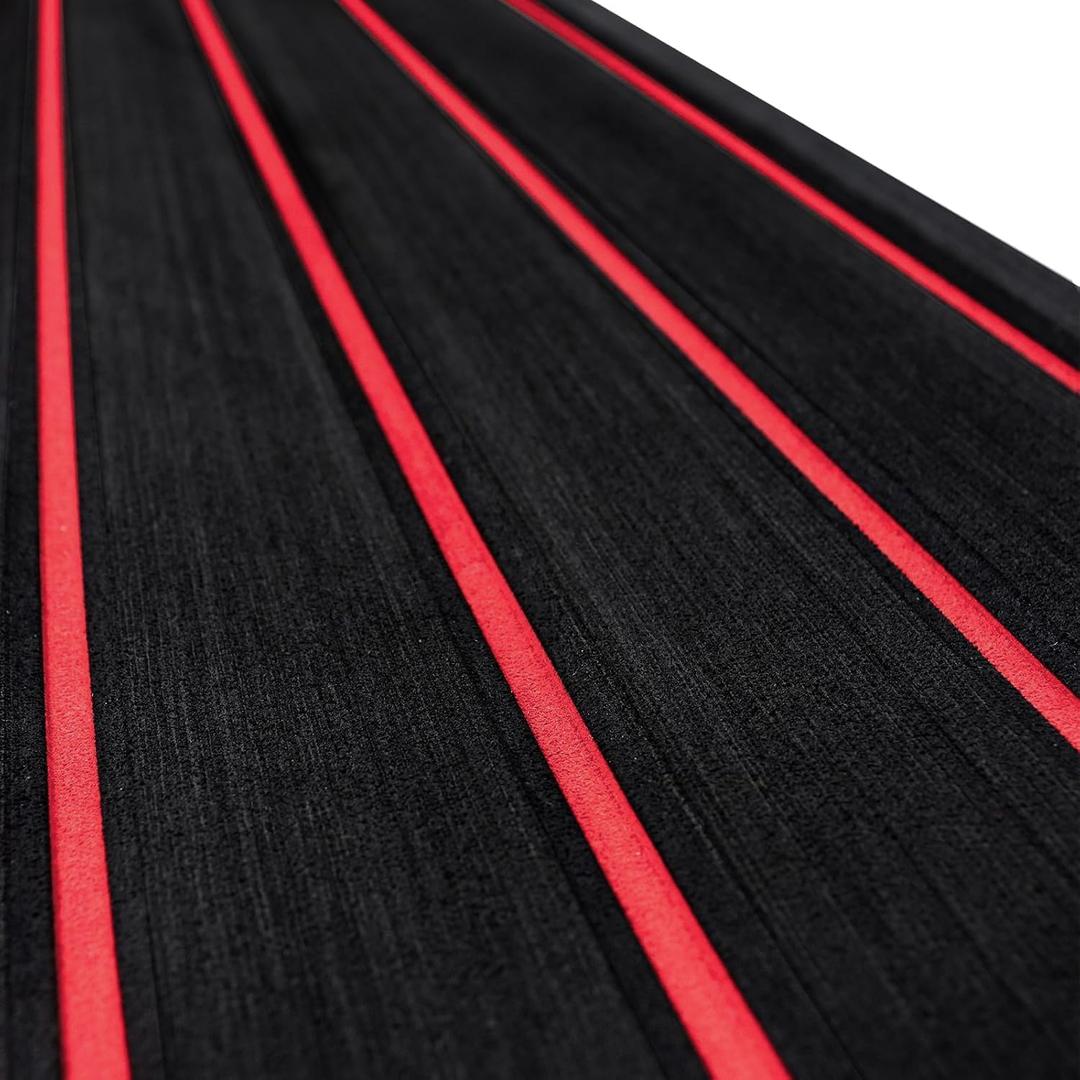 HZshark Boat Flooring EVA Foam Boat Decking Self-Adhesive 6mm Non Slip Marine Floor Teak Boat Carpet Soft Foam Decking for Boat Yacht Kayak Motorboat Golf Cart RV Ramp Golf Cart Cooler Tops (47"x16" - 5.2sqft, Black with Red Seam)