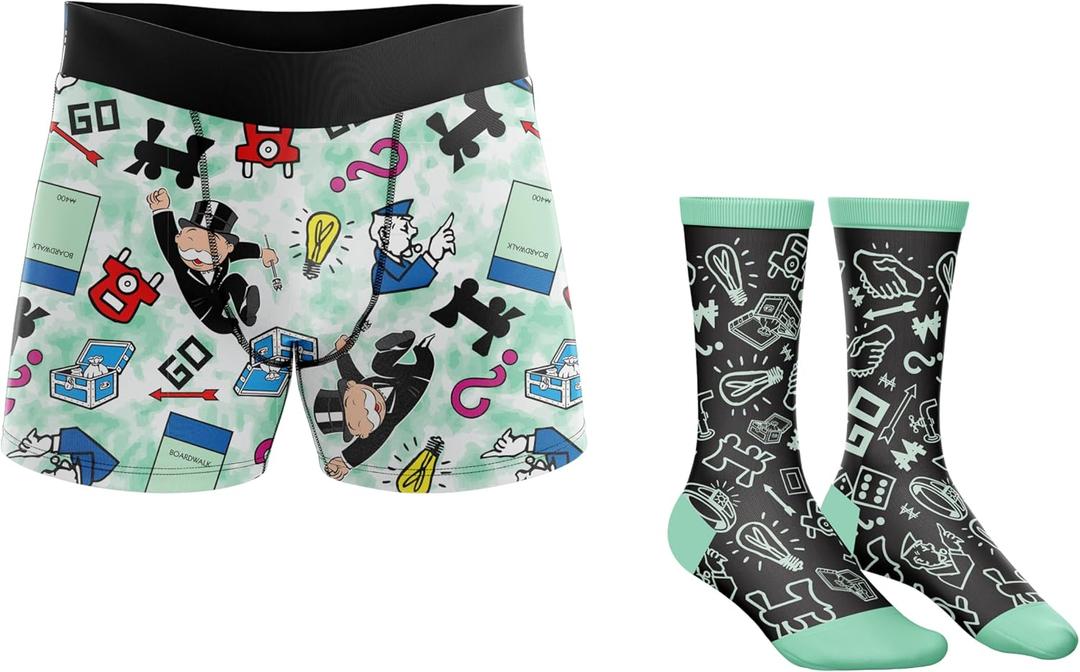 Monopoly mens Lounge Set With Tee & Lounge Pant in Gift Box, Multiple Designs, Size M