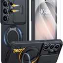 JAME for Samsung Galaxy S26 Ultra Case, Ring Holder Stand Kickstand, Slide Camera Cover with Screen Protector, Dual-Layer Shockproof Protective Magnetic Accessory Friendly S26 Ultra Phone Case, Black