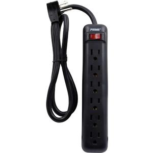 Prime Wire & Cable PB922009 6-Outlet Power Strip with Right Angle Plug and 14-3 SJT 3-Feet Cord, Black And GE RG6 Coaxial Cable, 15 Ft. F-Type Connectors