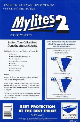 Mylites 2 Mil Comic Book Silver & Golden Age Size 7 3/4" x 10 1/2" Plus 1-1/2" Flap Pack of 50