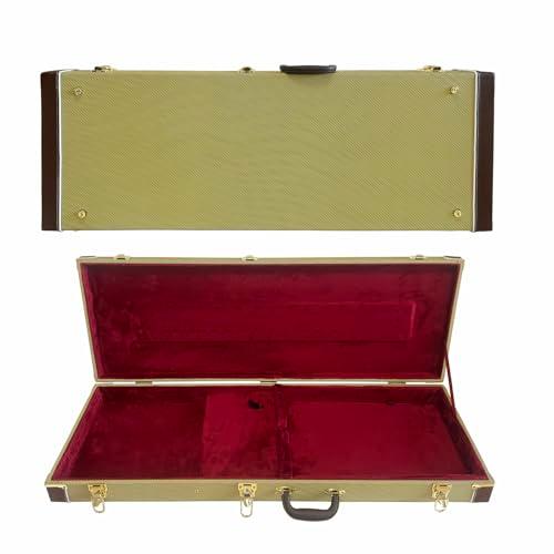 CAPRIFUL Electric guitar hardshell case leather case bag with internal guitar bag soft layer with locking latch waterproof (Yellow)