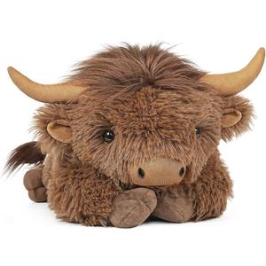Weighted Highland Cow Stuffed Animals, 4.2 Lbs Weighted Highland Cow Plush for Kids & Adults, 21.6 Inch Large Cattle Pillow Toy Gift for Christmas Birthday Gift (Dark Brown)